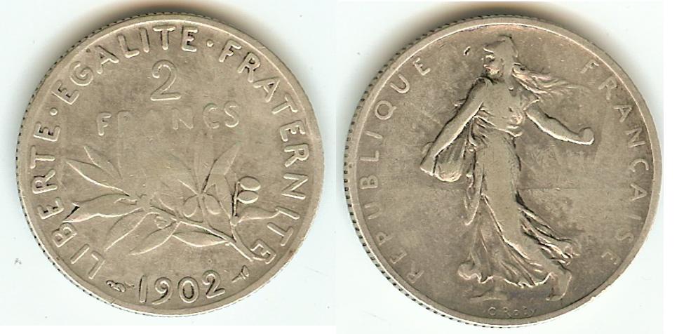 2 Francs Semeuse 1902 VF+